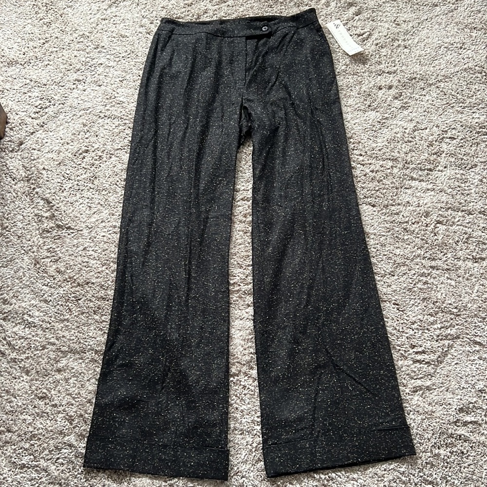 NWT boutique & TROUSERS black speckled wide leg trouser pants sz 12